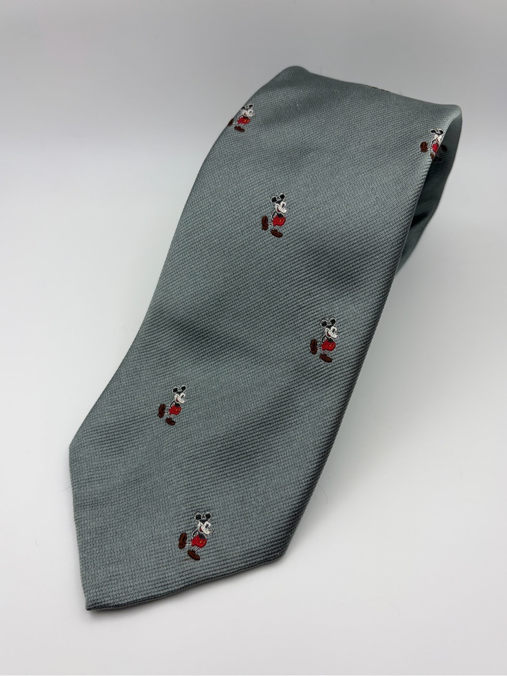 Disney Mickey Mouse & Co Gray Silk Blend Necktie Vintage J.G. Hook Novelty Tie